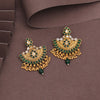 Green Color Rajwadi Matte Gold Earrings (MGE308GRN)