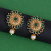 Green Color Rajwadi Matte Gold Earrings (MGE310GRN)