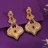 Green Color Rajwadi Matte Gold Earrings (MGE312GRN)