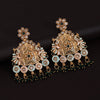 Green Color Rajwadi Matte Gold Earrings (MGE316GRN)