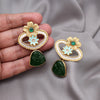 Green Color Rajwadi Matte Gold Earrings (MGE320GRN)