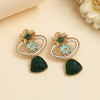 Green Color Rajwadi Matte Gold Earrings (MGE320GRN)