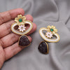 Maroon & Green Color Rajwadi Matte Gold Earrings (MGE320MG)