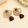 Maroon & Green Color Rajwadi Matte Gold Earrings (MGE320MG)