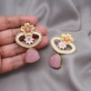 Pink Color Rajwadi Matte Gold Earrings (MGE320PNK)