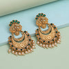 Green Color Rajwadi Matte Gold Earrings (MGE322GRN)