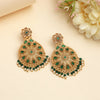 Green Color Rajwadi Matte Gold Earrings (MGE323GRN)