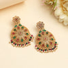 Rani & Green Color Rajwadi Matte Gold Earrings (MGE323RNIGRN)