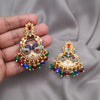 Multi Color Meena Work Rajwadi Matte Gold Earrings (MGE324MLT)