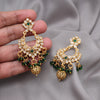 Green Color Rajwadi Matte Gold Earrings (MGE325GRN)