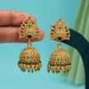 Green Color Rajwadi Matte Gold Earrings (MGE326GRN)