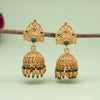 Green Color Rajwadi Matte Gold Earrings (MGE326GRN)