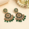 Green Color Rajwadi Matte Gold Earrings (MGE328GRN)