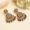 Maroon & Green Color Rajwadi Matte Gold Earrings (MGE328MG)