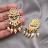 Green Color Rajwadi Matte Gold Earrings (MGE330GRN)