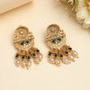 Green Color Rajwadi Matte Gold Earrings (MGE330GRN)