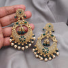 Green Color Rajwadi Matte Gold Earrings (MGE331GRN)