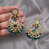 Green Color Rajwadi Matte Gold Earrings (MGE332GRN)