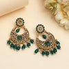 Green Color Rajwadi Matte Gold Earrings (MGE332GRN)