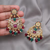 Maroon & Green Color Rajwadi Matte Gold Earrings (MGE332MG)