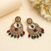 Maroon & Green Color Rajwadi Matte Gold Earrings (MGE332MG)