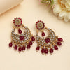 Maroon Color Rajwadi Matte Gold Earrings (MGE332MRN)