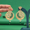 Green Color Rajwadi Matte Gold Earrings