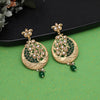 Green Color Rajwadi Matte Gold Earrings