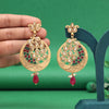 Rani & Green Color Rajwadi Matte Gold Earrings