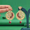 Rani Color Rajwadi Matte Gold Earrings