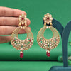 Rani & Green Color Rajwadi Matte Gold Earrings