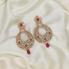 Rani & Green Color Rajwadi Matte Gold Earrings