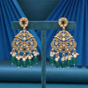 Green Color Rajwadi Matte Gold Earrings