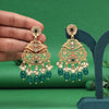 Green Color Rajwadi Matte Gold Earrings