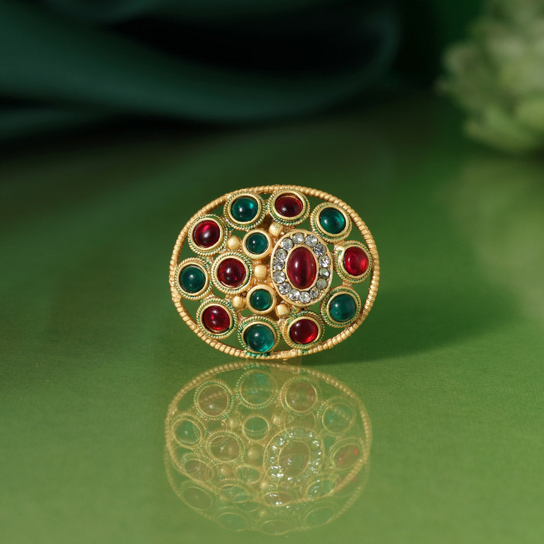 Assorted Color 12 Pieces Of Matte Gold Finger Rings (MGR103CMB)