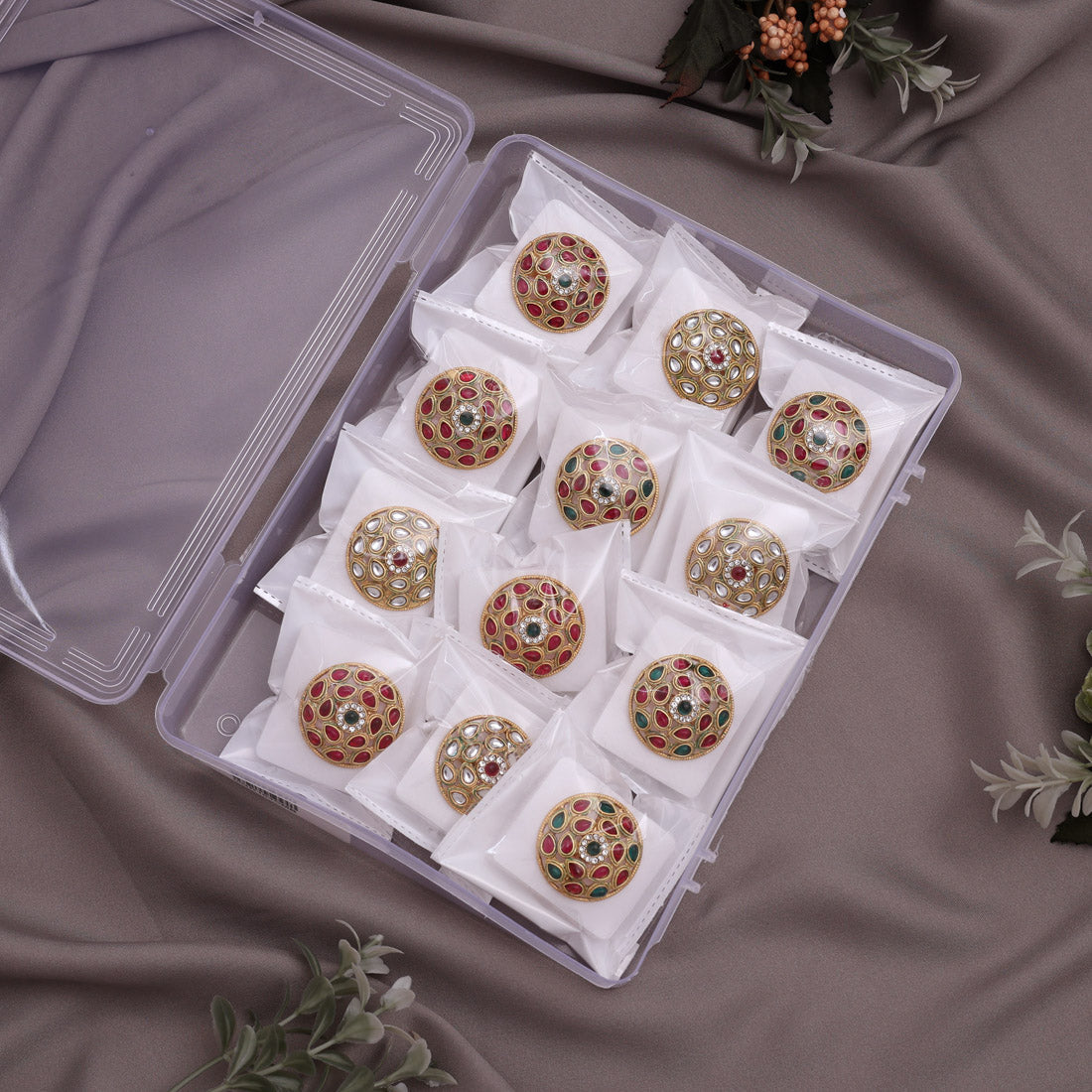 Assorted Color 12 Pieces Of Matte Gold Finger Rings (MGR104CMB)