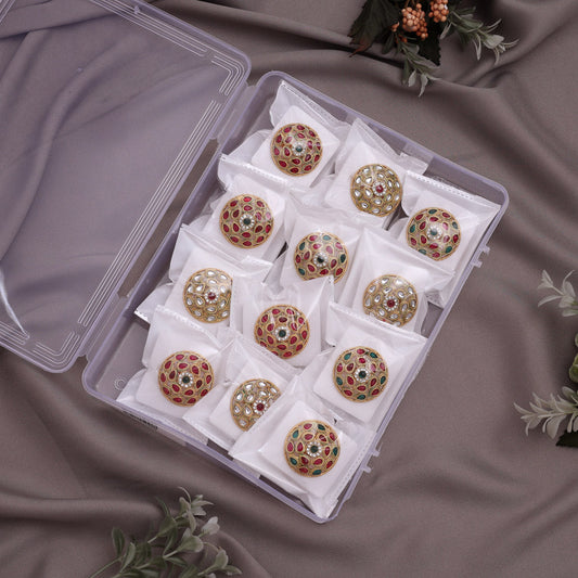 Assorted Color 12 Pieces Of Matte Gold Finger Rings (MGR104CMB)