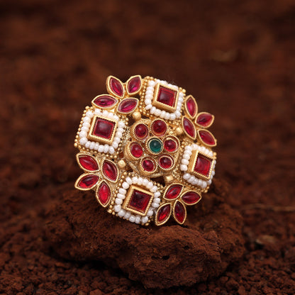 Assorted Color 12 Pieces Of Matte Gold Finger Rings (MGR106CMB)