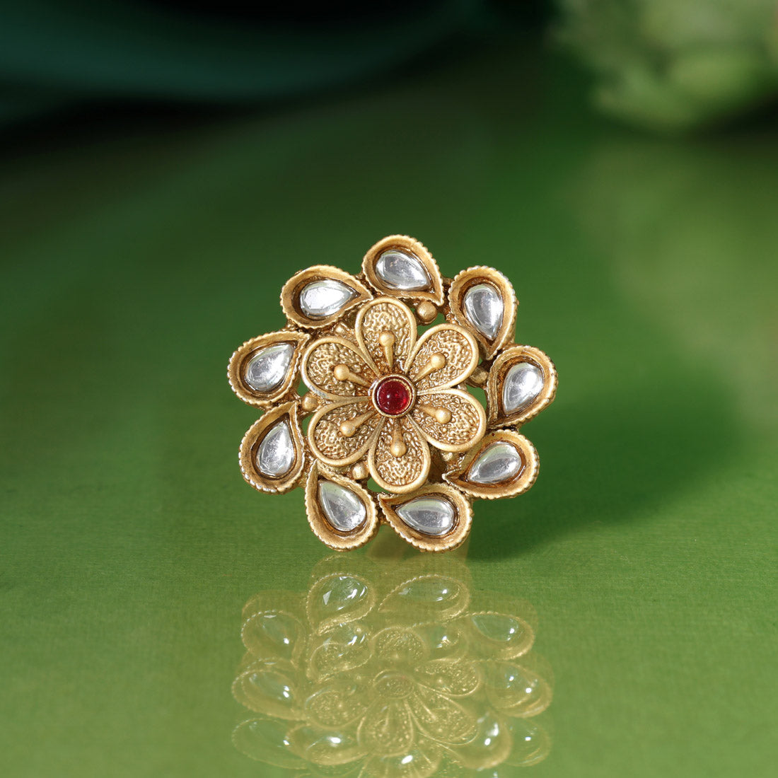 Assorted Color 12 Pieces Of Matte Gold Finger Rings (MGR123CMB)