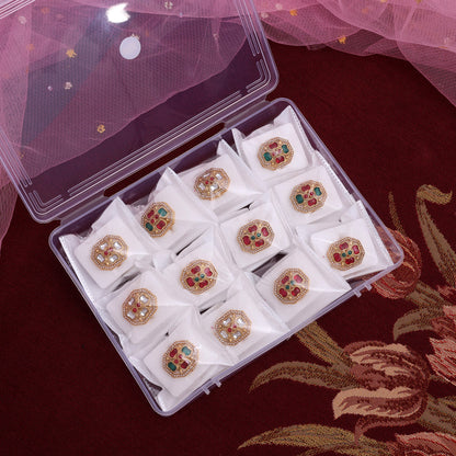Assorted Color 12 Pieces Of Matte Gold Finger Rings (MGR133CMB)