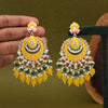 Yellow Color Hand Painted Meenakari Earrings (MKE1952YLW)