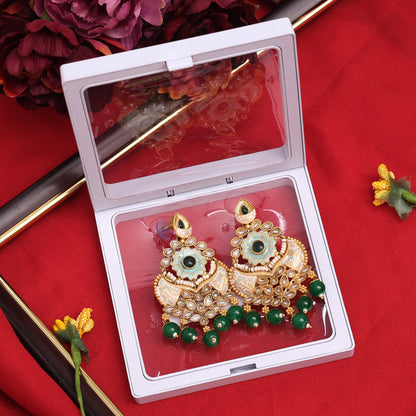 Green Color Meenakari Earrings (MKE1962GRN)