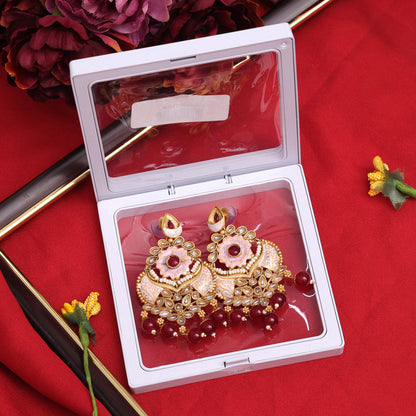 Maroon Color Meenakari Earrings (MKE1962MRN)