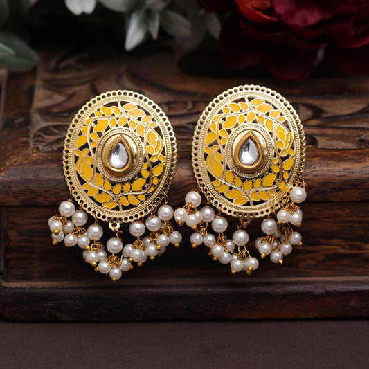 Yellow Color Meenakari Earrings (MKE1979YLW)