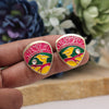 Rani & Yellow Color Meenakari Earrings (MKE1982RNIYLW)