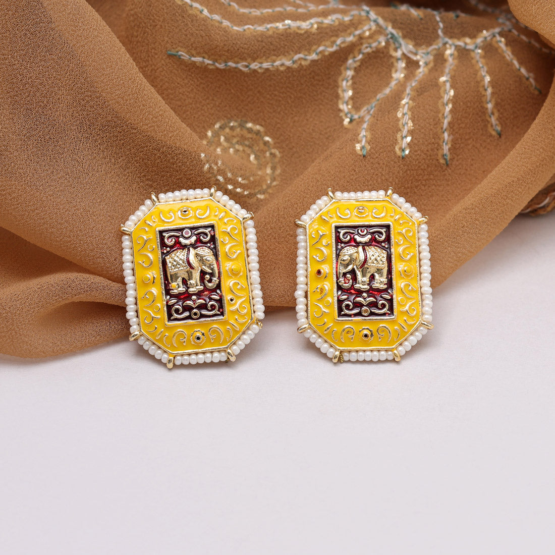 Yellow Color Meenakari Earrings (MKE1985YLW)