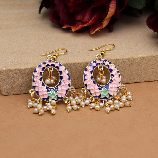 Pink Color Meenakari Earrings (MKE1986PNK)