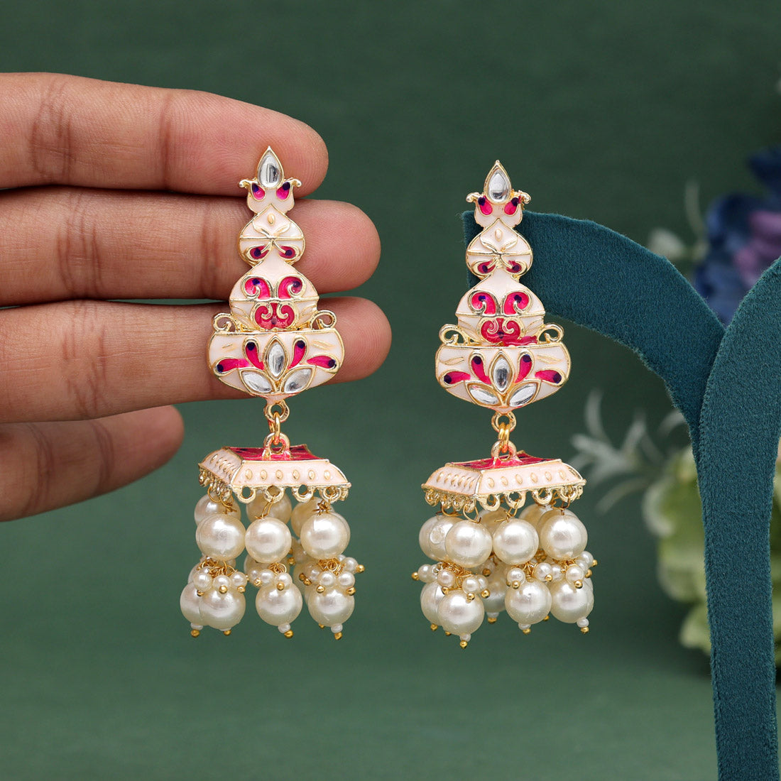 White Color Meenakari Earrings (MKE1989WHT)