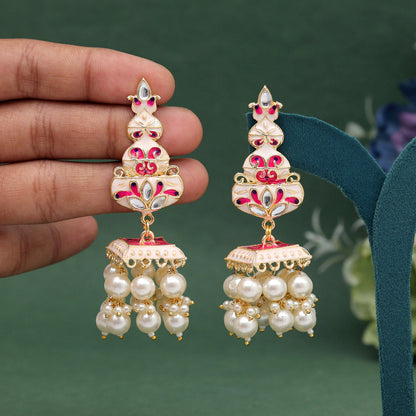 White Color Meenakari Earrings (MKE1989WHT)