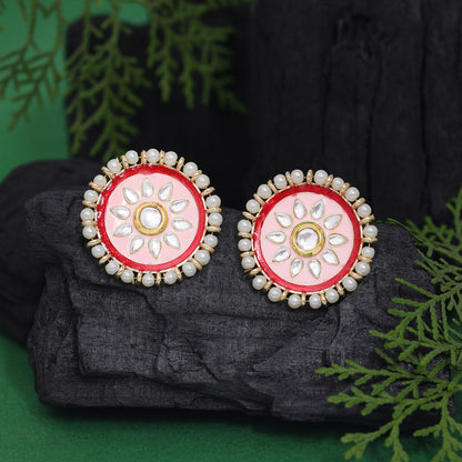 Pink Color Meenakari Earrings (MKE1991PNK)